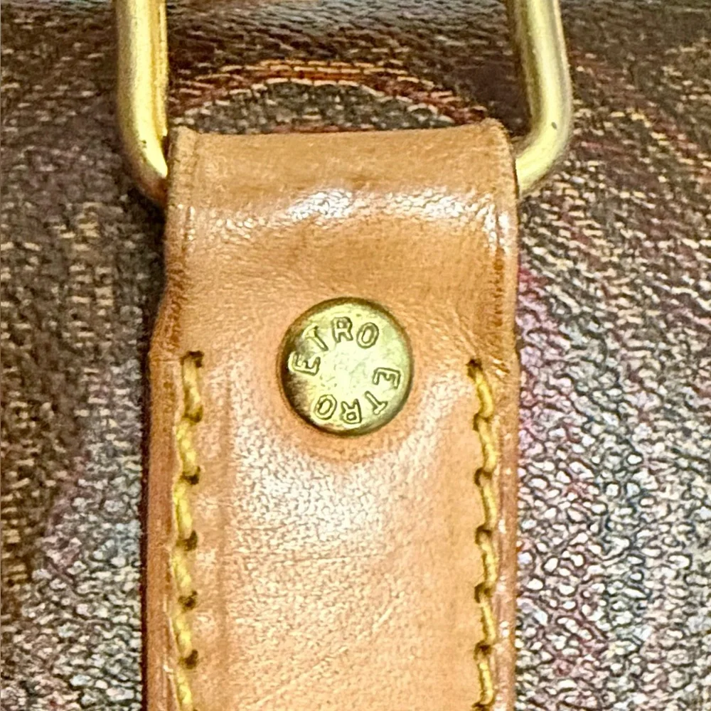Etro Brown Paisley Briefcase with Tan Trim